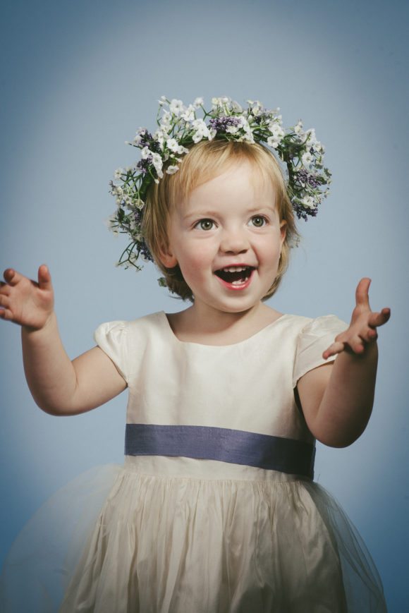 floral head wreath made from gypsophilia and lavender