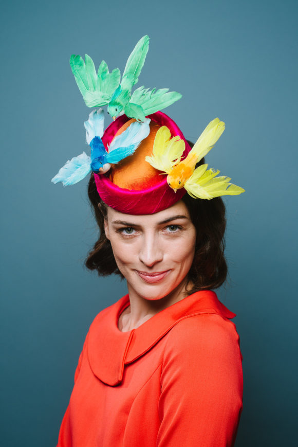 bright birds on a silk covered pillbox